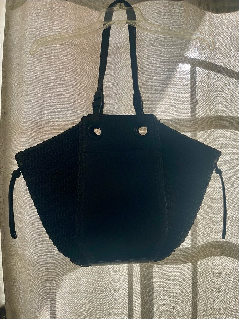 Steve Madden Black Woven Tote Bag